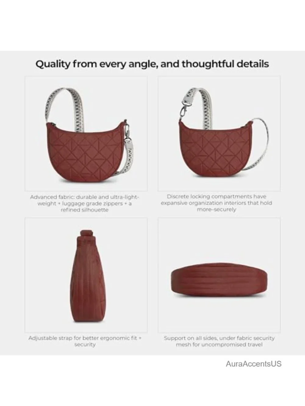 Anti-Theft Boho Crescent Crossbody with RFID Blocking